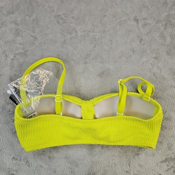 Bar III Convertible Bandeau Bikini Top Womens Size S Sunny Lime Removeable Strap - Picture 6 of 7